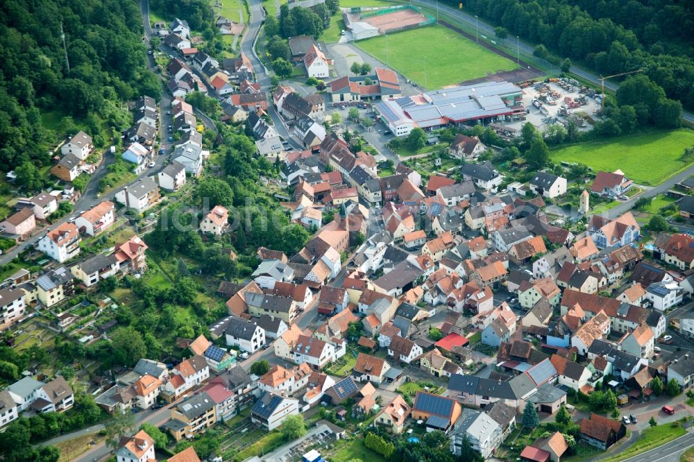 Hasloch from above - Village on the river bank areas of the Main river in Hasloch in the state Bavaria, Germany