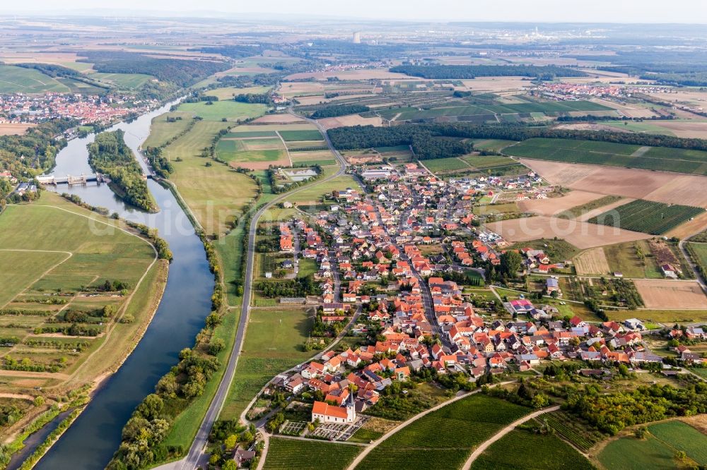 Aerial image Stammheim - Village on the river bank areas of the Main river in Stammheim in the state Bavaria, Germany