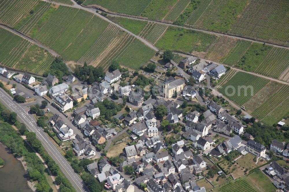 Aerial image Burg(Mosel) - Village on the river bank areas of the river Mosel in Burg(Mosel) in the state Rhineland-Palatinate, Germany