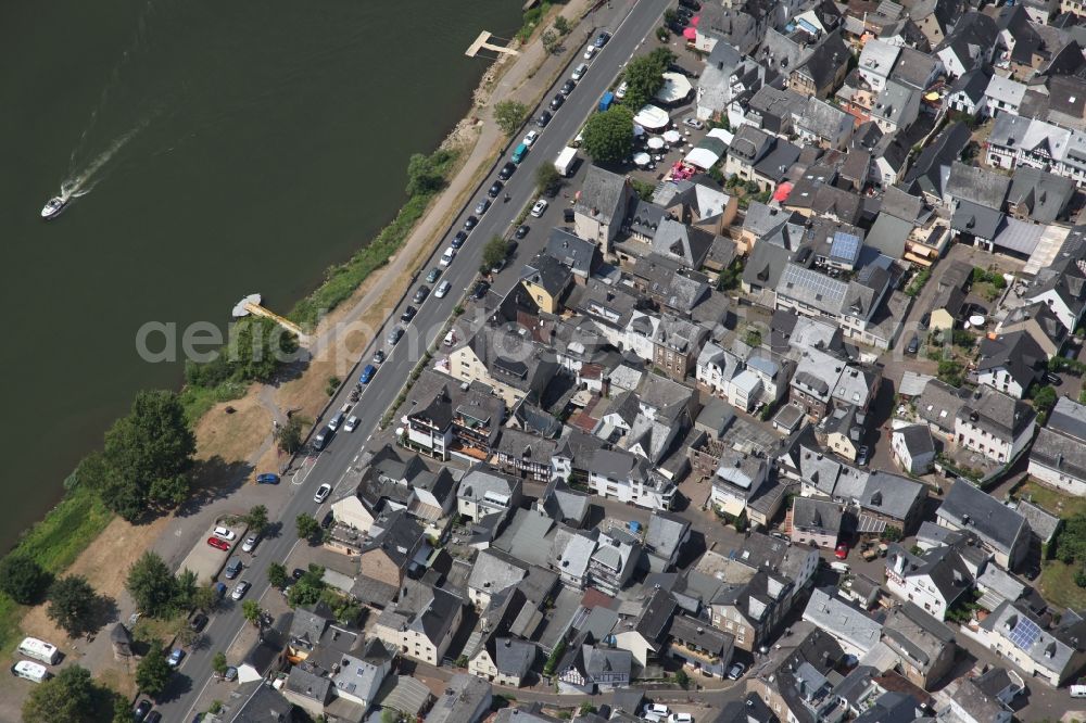 Ediger-Eller from above - Village on the river bank areas of the river Mosel in Ediger-Eller in the state Rhineland-Palatinate, Germany