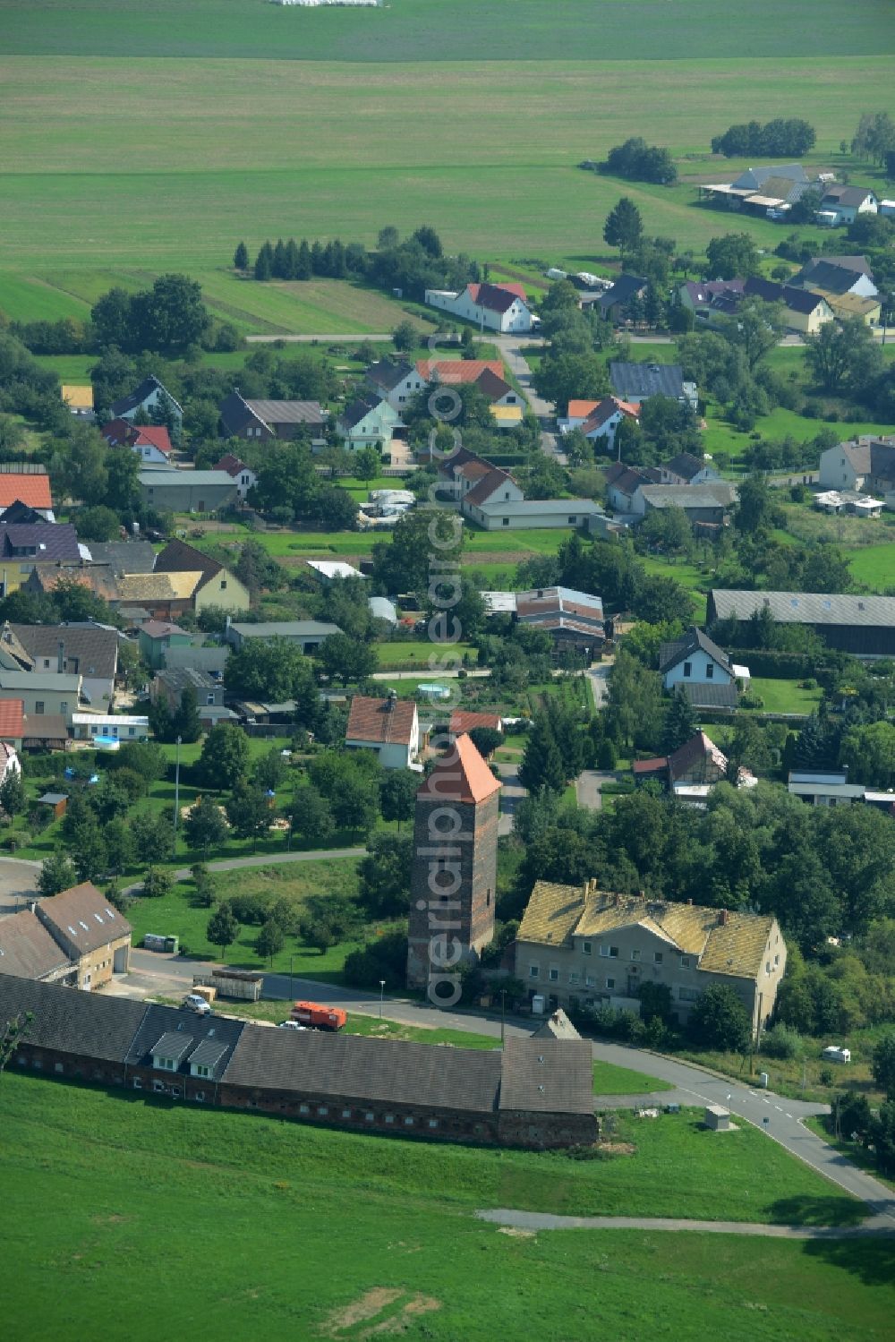 Aerial photograph Gruna - Village on the river bank areas of Mulde in Gruna in the state Saxony