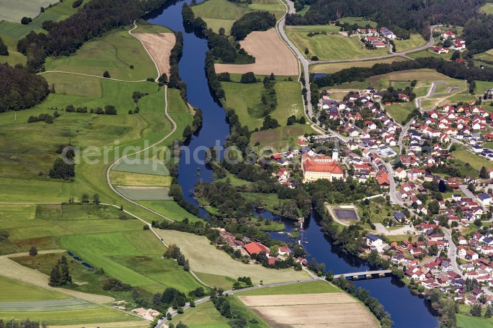 Walderbach from above - Village on the river bank areas of Regen in Walderbach in the state Bavaria, Germany