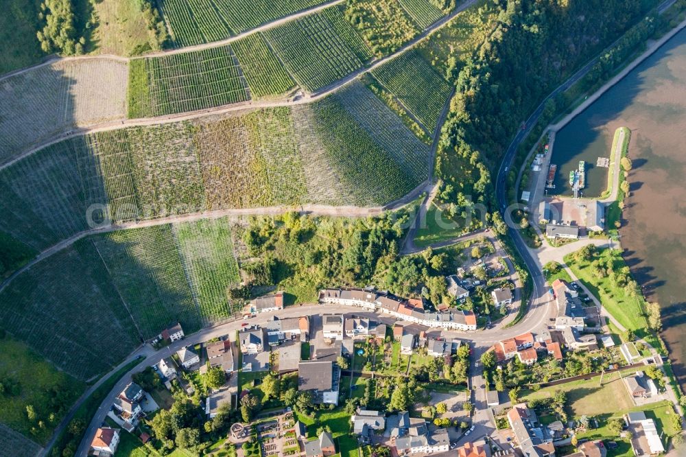 Saarburg from the bird's eye view: Village on the river bank areas of the river Saar in the district Niederleuken in Saarburg in the state Rhineland-Palatinate, Germany