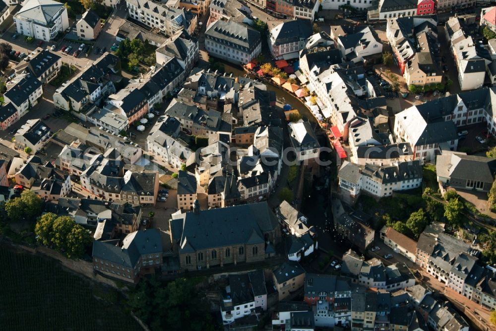 Aerial photograph Saarburg - Village on the river bank areas of the Saar in Saarburg in the state Rhineland-Palatinate