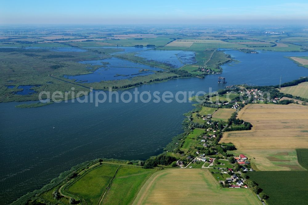 Usedom from above - Village on the river bank areas of Stettiner Haff in the district Stolpe in Usedom in the state Mecklenburg - Western Pomerania