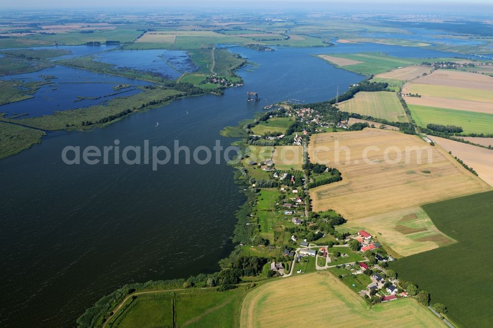 Aerial image Usedom - Village on the river bank areas of Stettiner Haff in the district Stolpe in Usedom in the state Mecklenburg - Western Pomerania