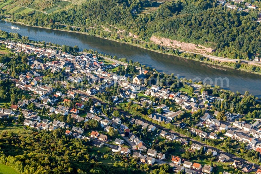 Aerial image Wasserliesch - Village on the river bank areas in Wasserliesch in the state Rhineland-Palatinate, Germany