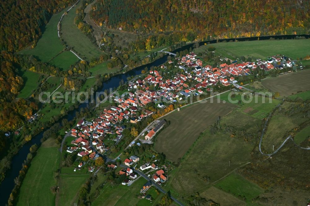 Aerial photograph Frankenroda - Village on the river bank areas Werra in Frankenroda in the state Thuringia, Germany