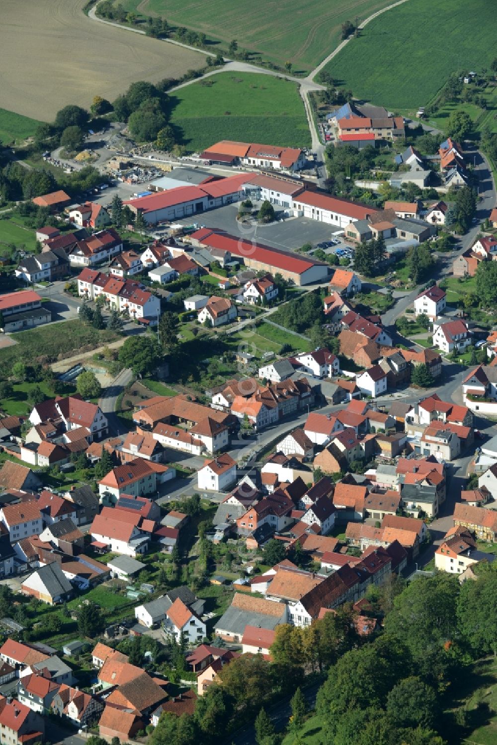 Geisleden from above - Village core in Geisleden in the state Thuringia