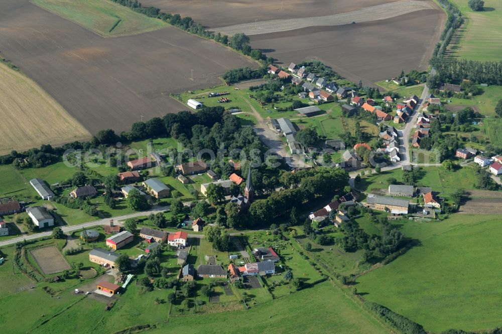 Gnevsdorf from above - Village core in Gnevsdorf in the state Mecklenburg - Western Pomerania