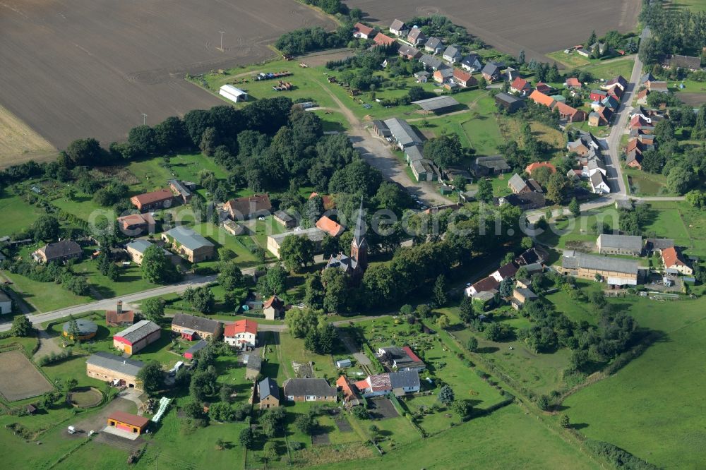 Gnevsdorf from the bird's eye view: Village core in Gnevsdorf in the state Mecklenburg - Western Pomerania