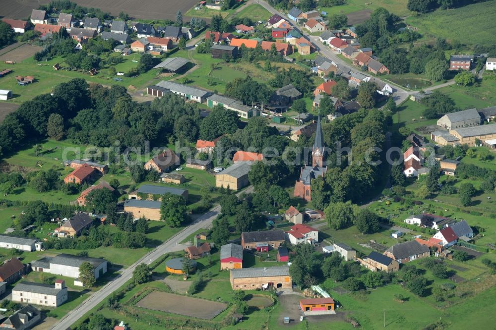 Gnevsdorf from above - Village core in Gnevsdorf in the state Mecklenburg - Western Pomerania