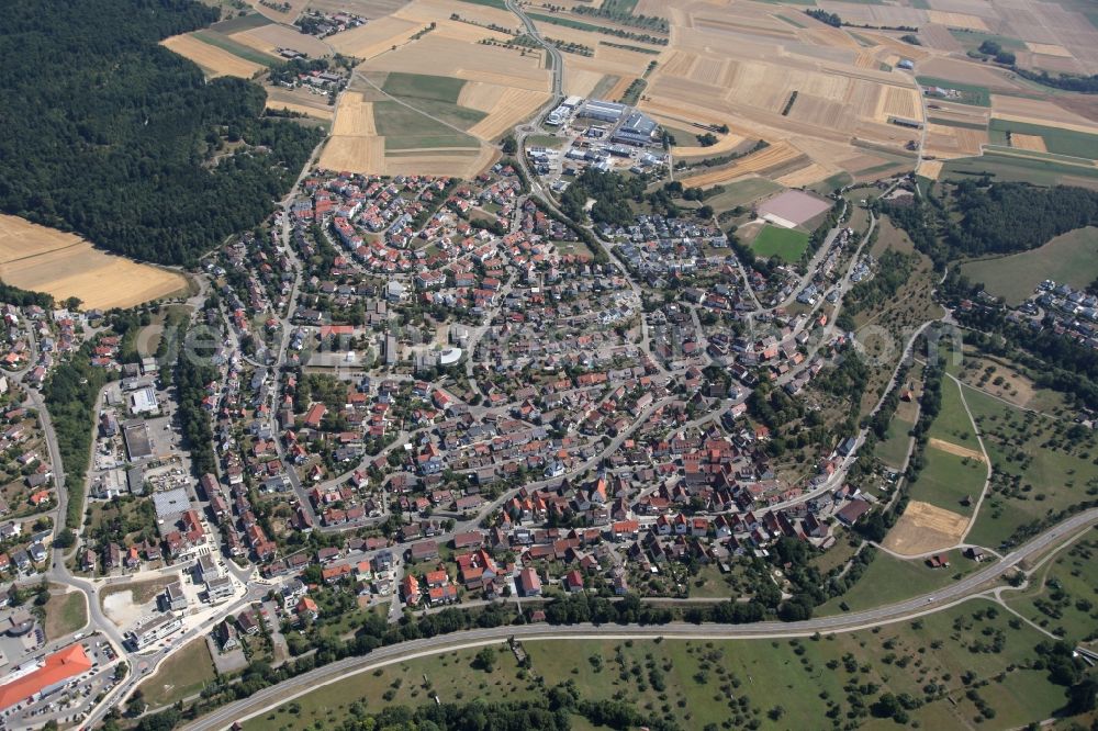 Grafenau from above - Village core in Grafenau in the state Baden-Wuerttemberg