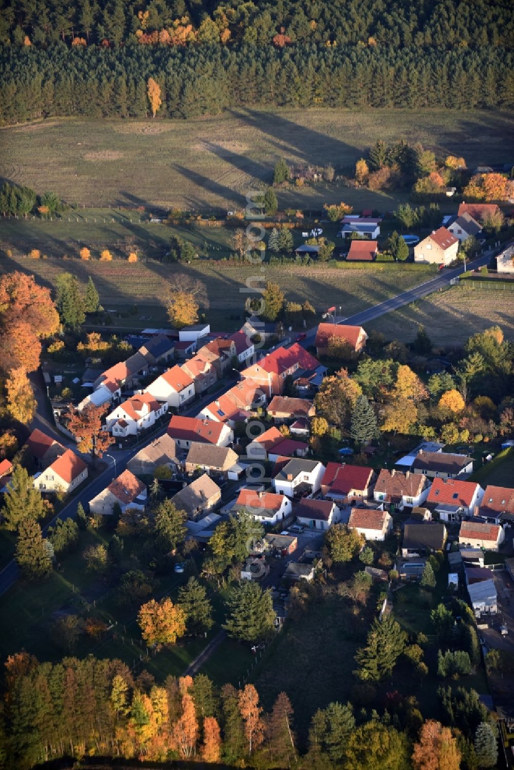 Heidesee from the bird's eye view: Village core in Heidesee in the state Brandenburg