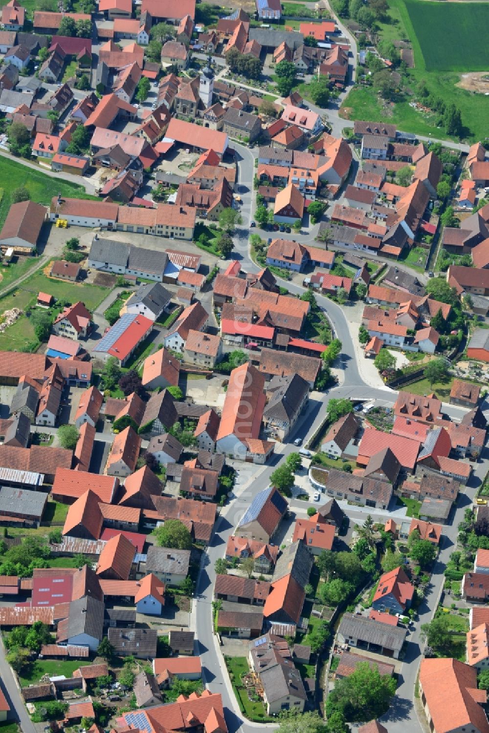 Iphofen from the bird's eye view: Village core in Iphofen in the state Bavaria