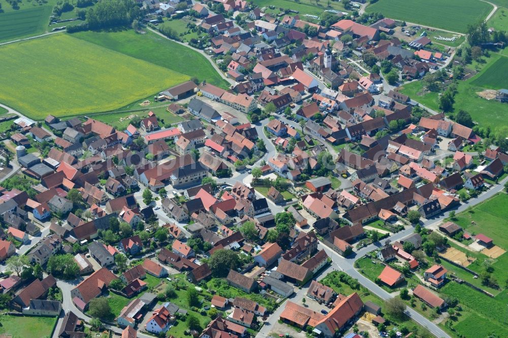 Aerial photograph Iphofen - Village core in Iphofen in the state Bavaria