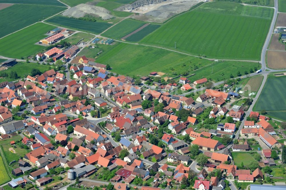 Iphofen from above - Village core in Iphofen in the state Bavaria