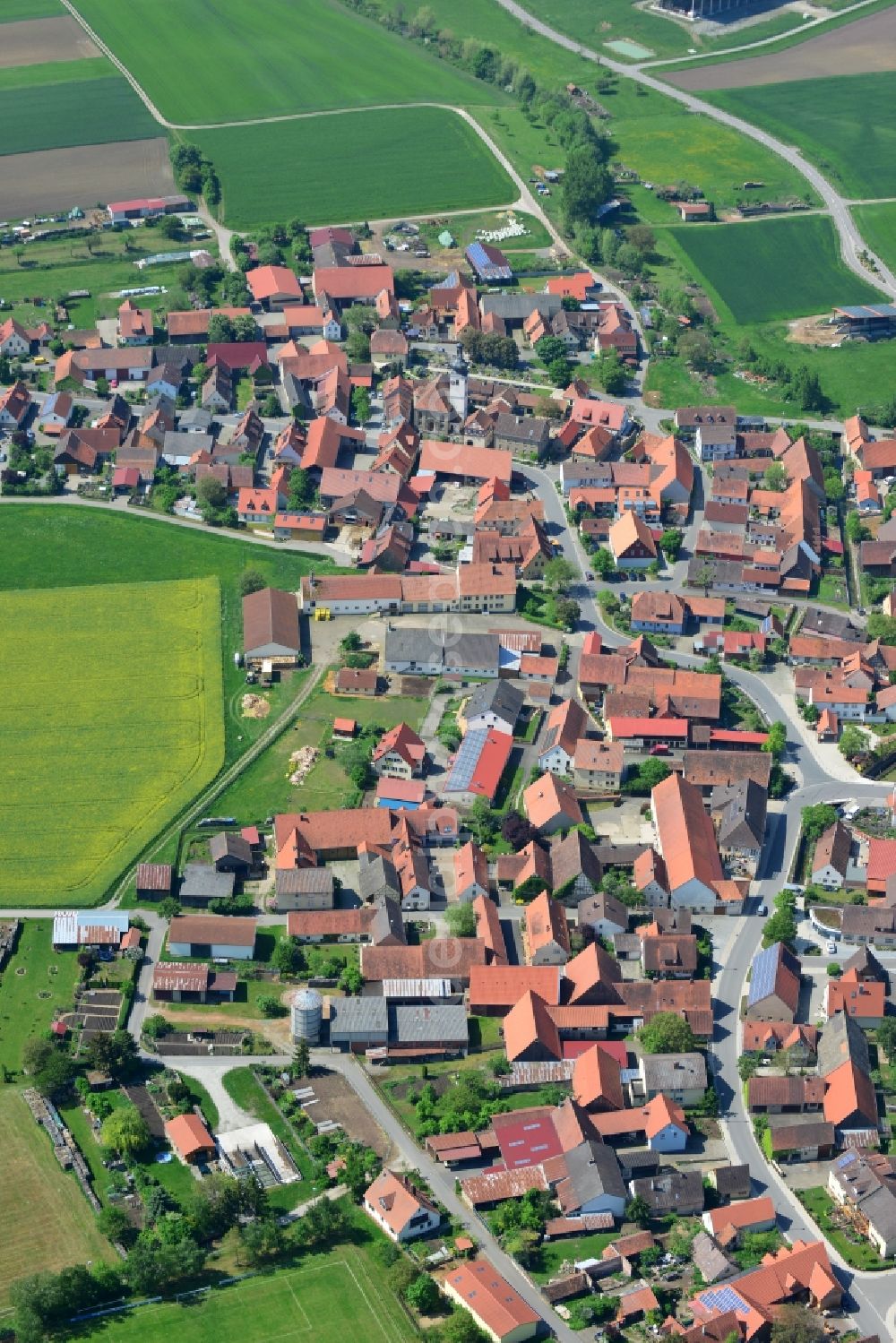 Iphofen from the bird's eye view: Village core in Iphofen in the state Bavaria