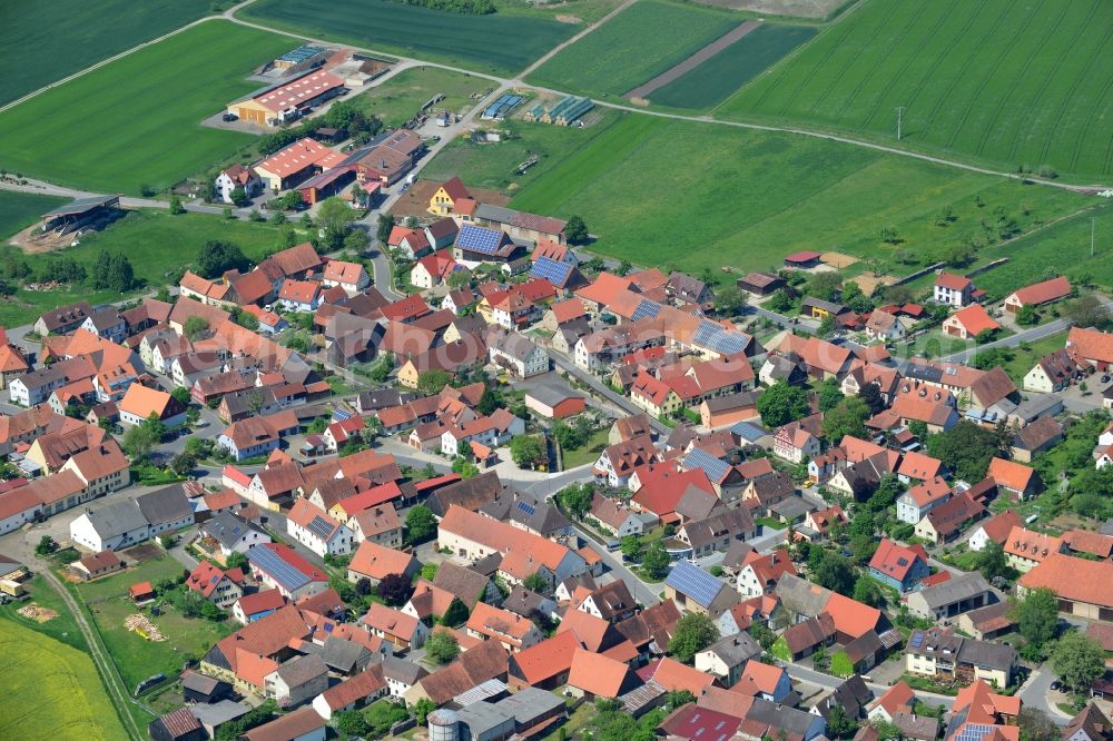 Aerial image Iphofen - Village core in Iphofen in the state Bavaria