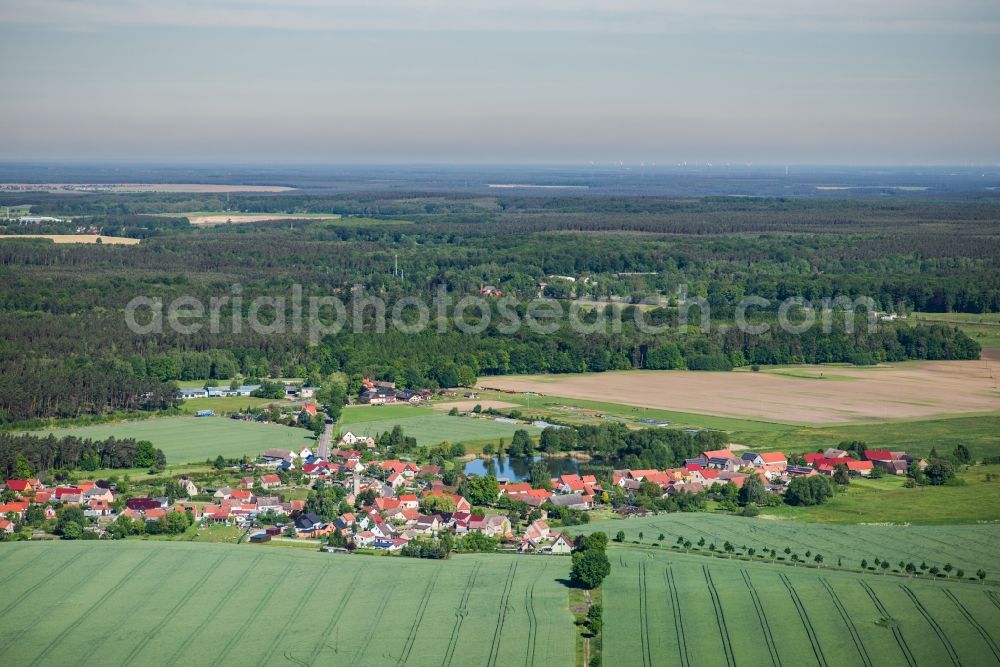 Wiesenburg/Mark from above - Village on the lake Jeserig in Wiesenburg/Mark in the state Brandenburg, Germany