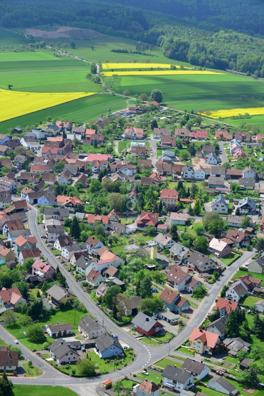 Karbach from the bird's eye view: Village core in Karbach in the state Bavaria