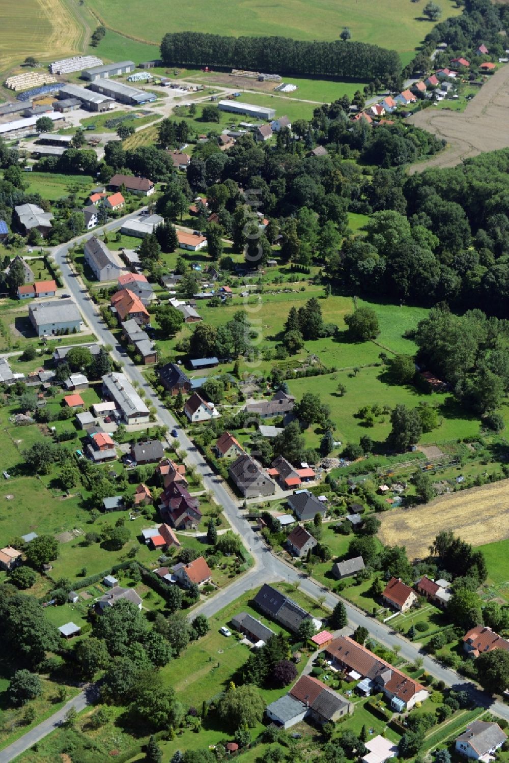 Klein Vielen from above - Village core in Klein Vielen in the state Mecklenburg - Western Pomerania