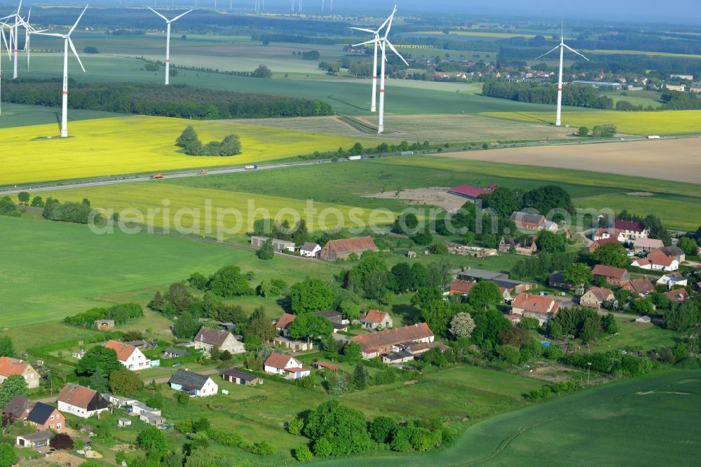 Könkendorf from above - Village core in Koenkendorf in the state Brandenburg