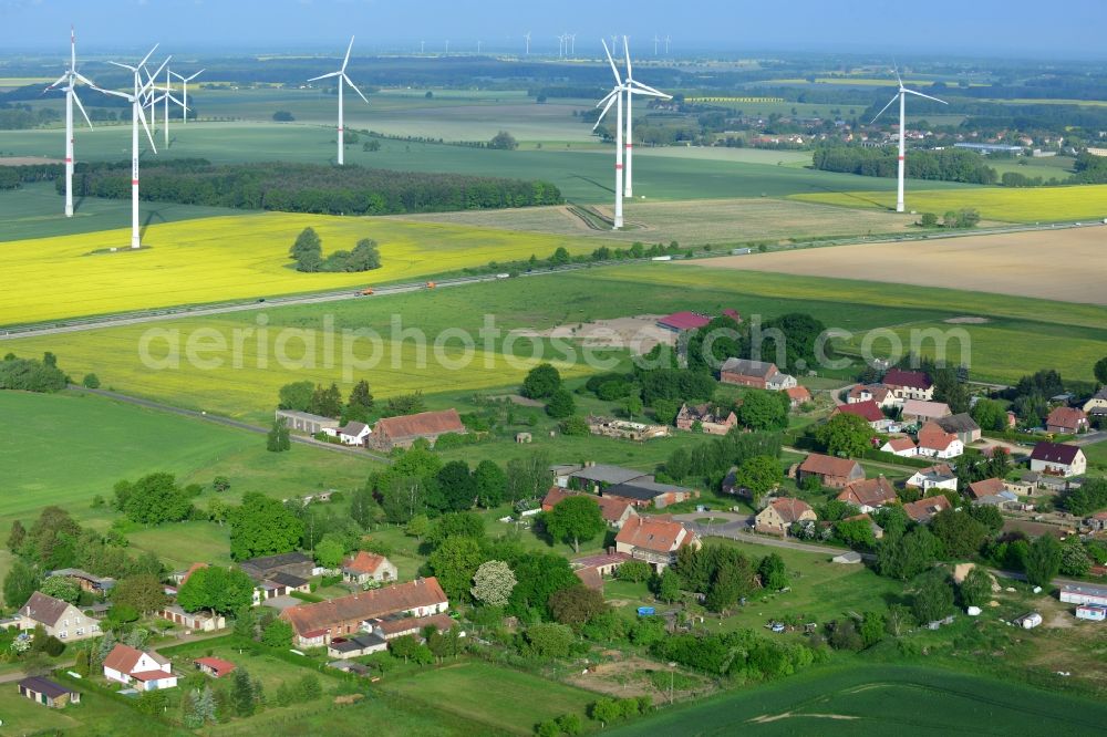 Könkendorf from the bird's eye view: Village core in Koenkendorf in the state Brandenburg