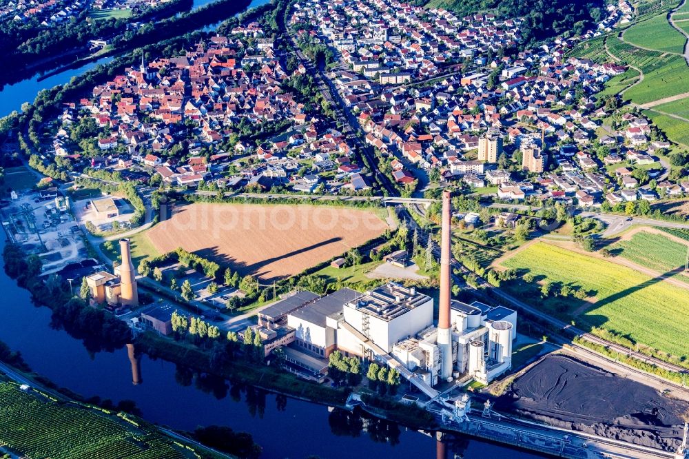 Aerial photograph Walheim - Village and Power plant Walheim (EnBW) on the river bank areas of Neckar in Walheim in the state Baden-Wurttemberg, Germany