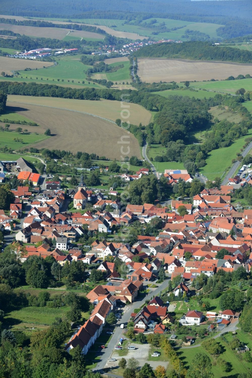 Kreuzebra from above - Village core in Kreuzebra in the state Thuringia