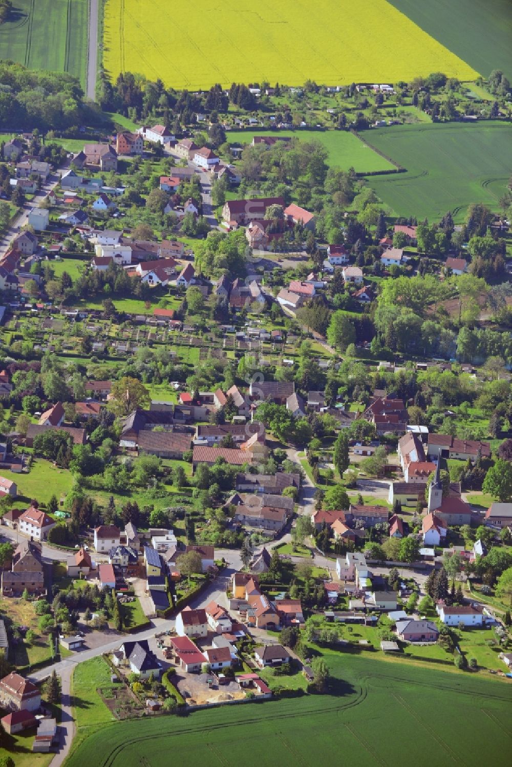 Krimmitzschen, Elsteraue from above - Village core in Krimmitzschen, Elsteraue in the state Saxony-Anhalt