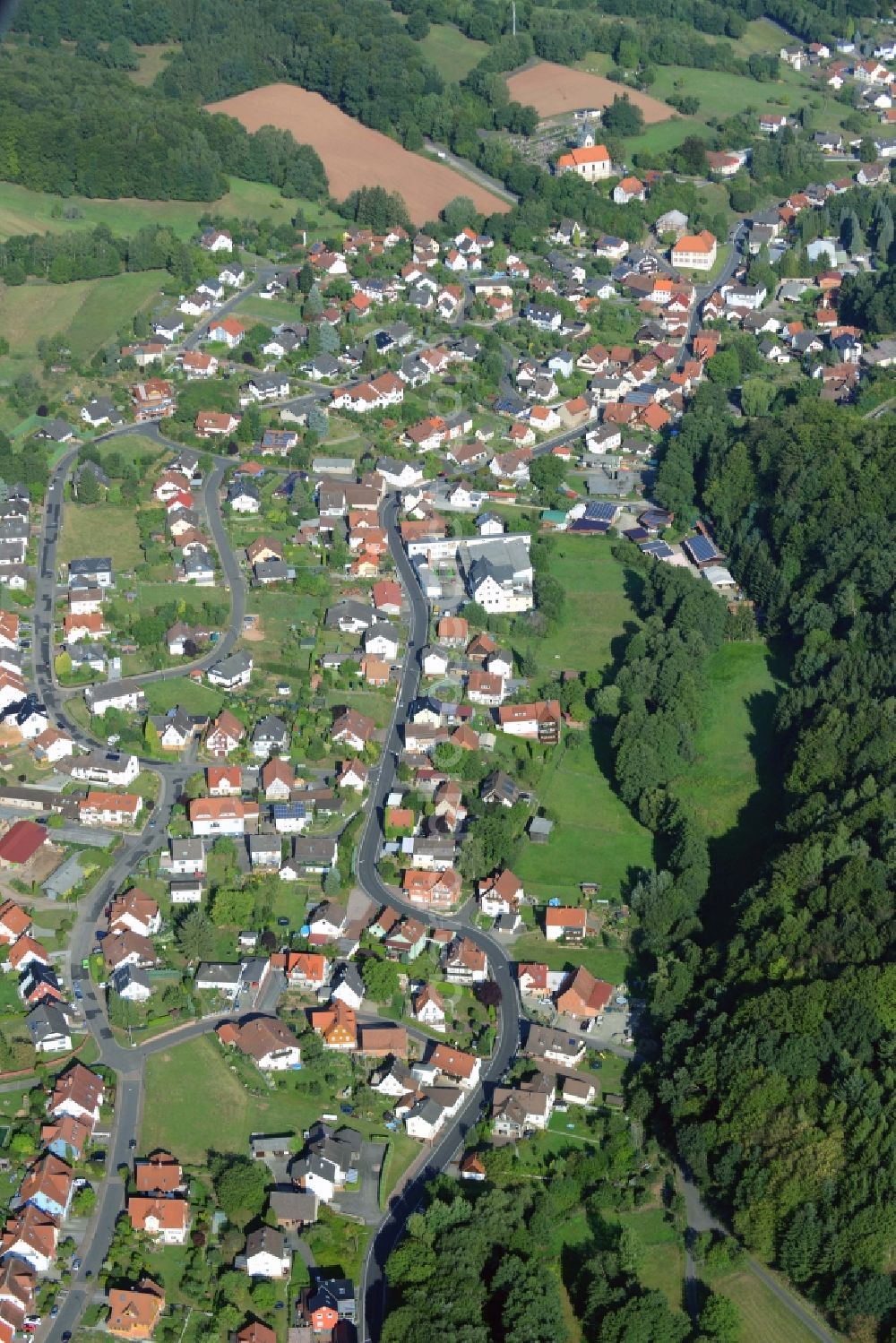 Krombach from the bird's eye view: Village core in Krombach in the state Bavaria