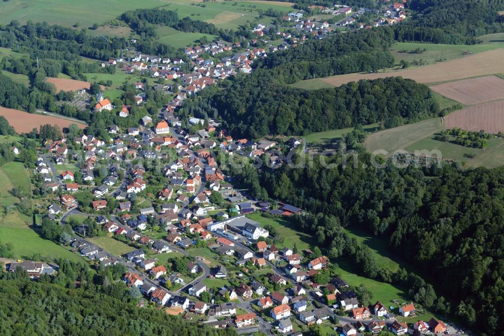 Krombach from the bird's eye view: Village core in Krombach in the state Bavaria