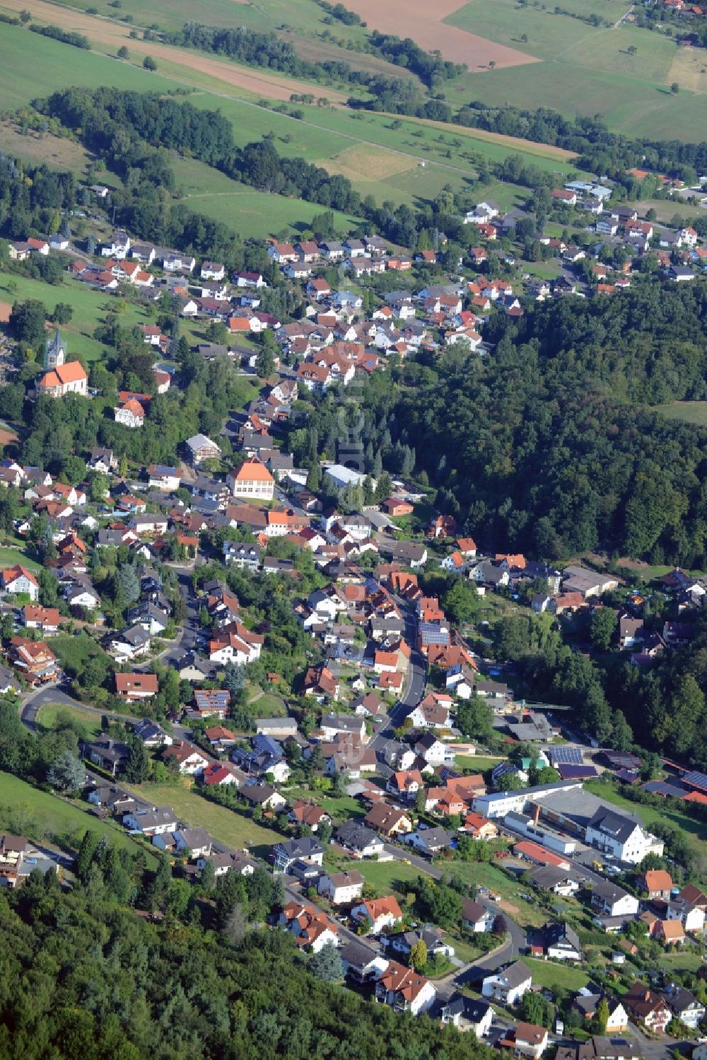 Aerial image Krombach - Village core in Krombach in the state Bavaria