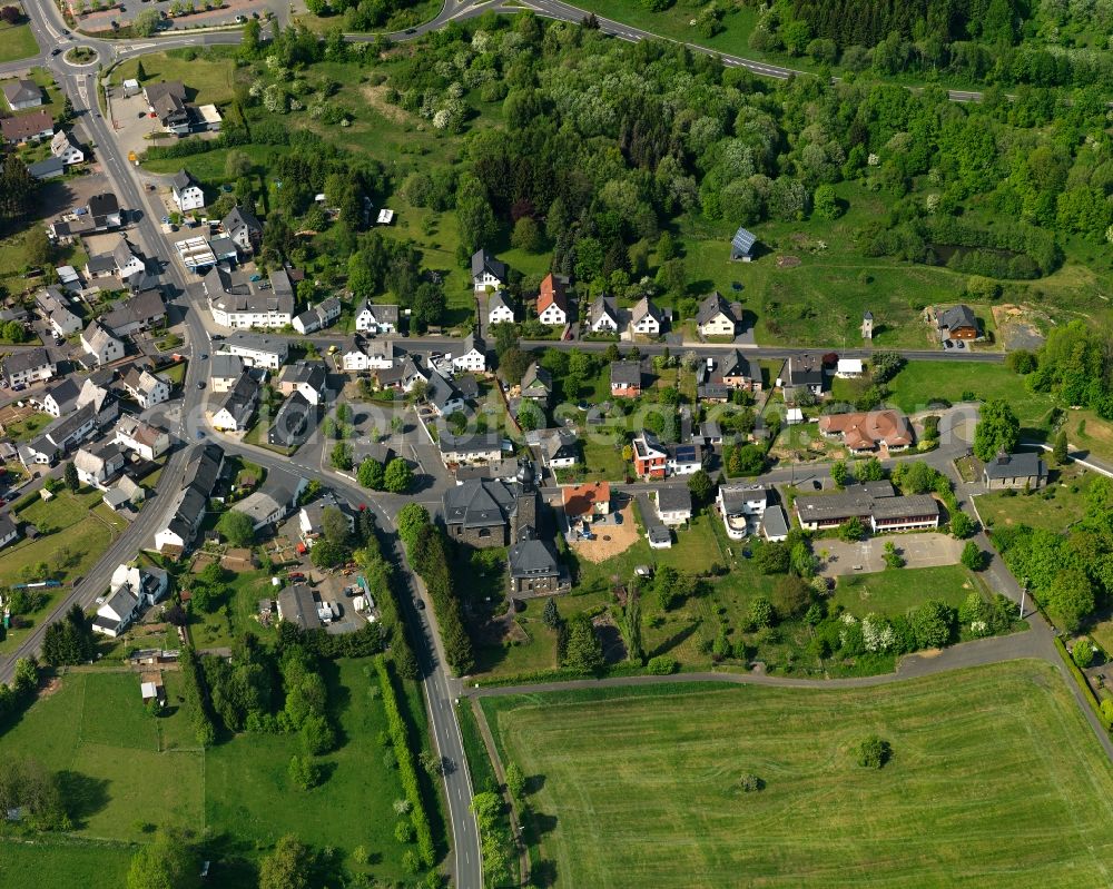 Langenhahn from above - Village core in Langenhahn in the state Rhineland-Palatinate