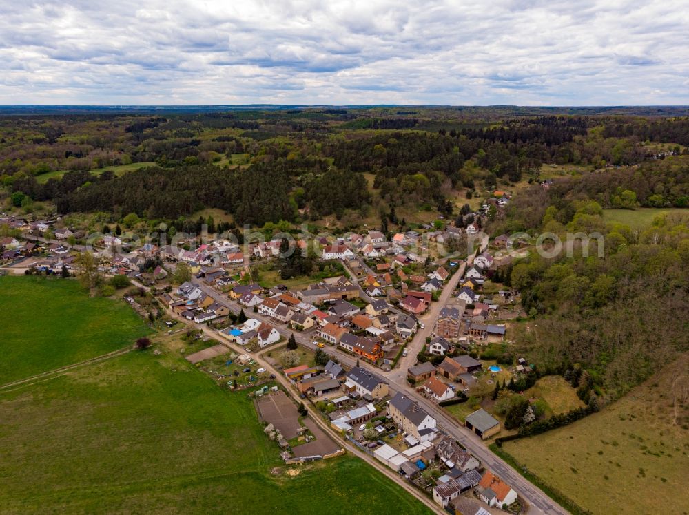 Aerial image Liepe - Village on the lake bank areas of Lieper See in Liepe in the state Brandenburg, Germany