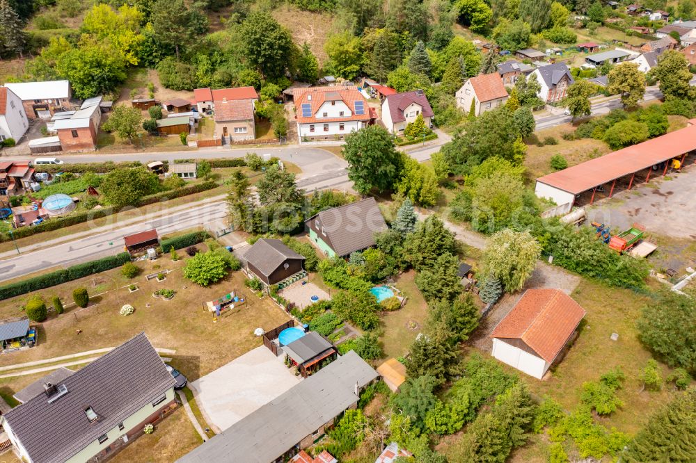 Liepe from above - Village on the lake bank areas of Lieper See in Liepe in the state Brandenburg, Germany