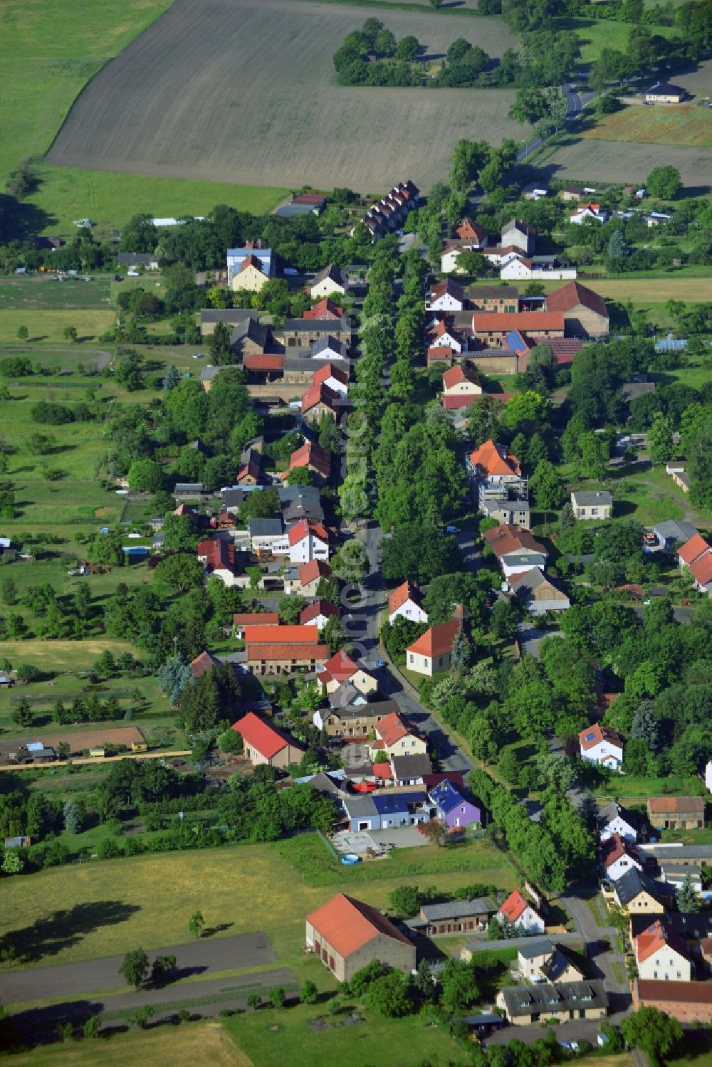 Aerial image Löwenbruch - Village core in Loewenbruch in the state Brandenburg