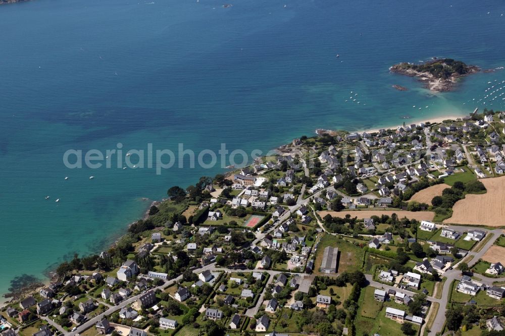 Lancieux from the bird's eye view: Village on marine coastal area at Lancieux in Brittany, France