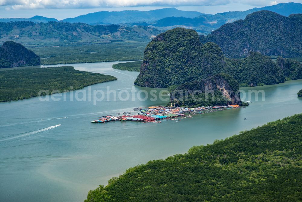 Aerial photograph Ban Ko Panyi - Village on marine coastal area of Koh Panyee in Ban Ko Panyi in Phang-nga, Thailand