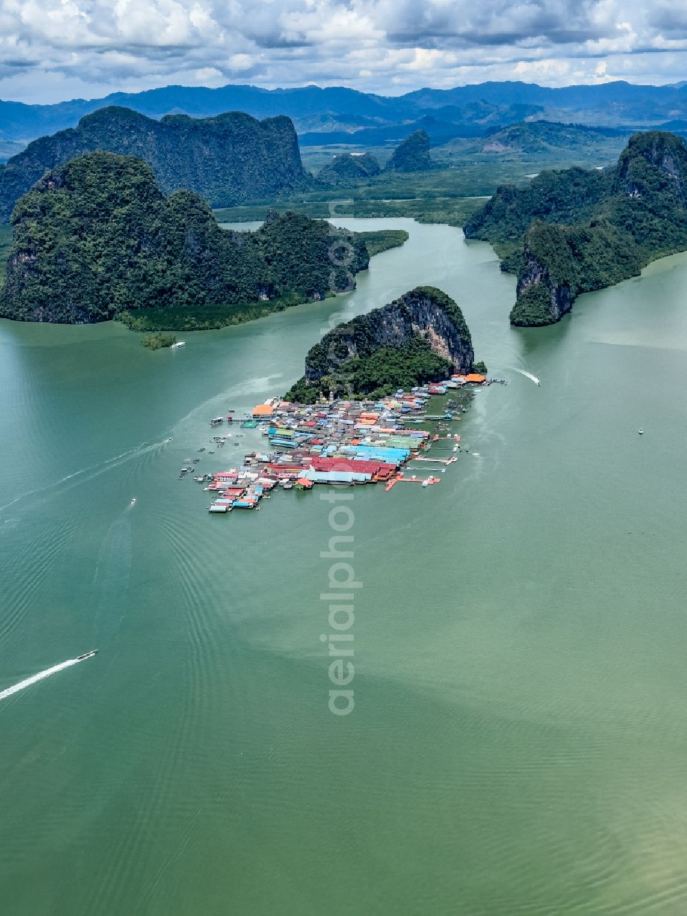 Ban Ko Panyi from above - Village on marine coastal area of Koh Panyee in Ban Ko Panyi in Phang-nga, Thailand