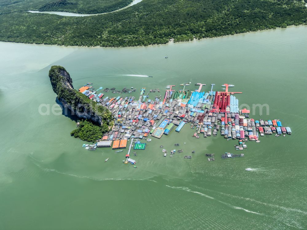 Aerial photograph Ban Ko Panyi - Village on marine coastal area of Koh Panyee in Ban Ko Panyi in Phang-nga, Thailand