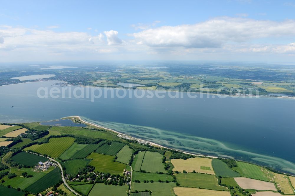 Altenhof from above - Village on marine coastal area of Baltic Sea in Altenhof in the state Schleswig-Holstein