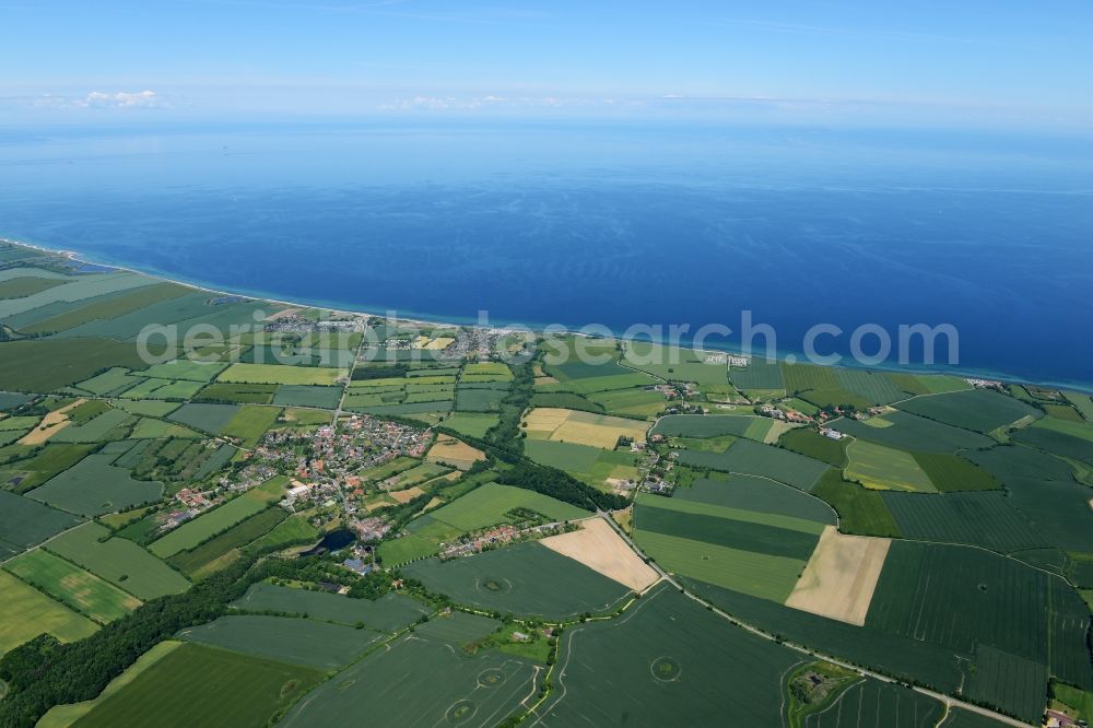 Hohenfelde from above - Village on marine coastal area of Baltic Sea in Hohenfelde in the state Schleswig-Holstein