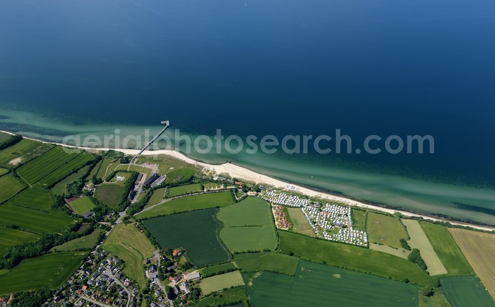 Surendorf from above - Village on marine coastal area of Baltic Sea in Surendorf in the state Schleswig-Holstein