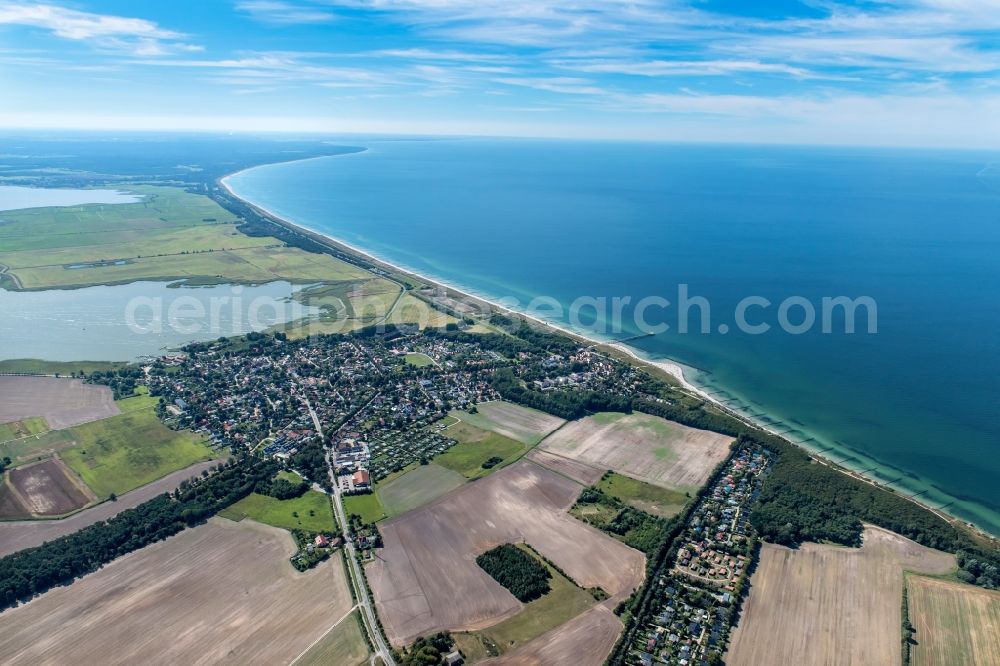 Wustrow from the bird's eye view: Village on marine coastal area of Baltic Sea in Wustrow in the state Mecklenburg - Western Pomerania