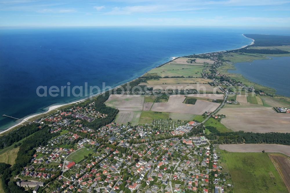 Wustrow from above - Village on marine coastal area of Baltic Sea in Wustrow in the state Mecklenburg - Western Pomerania