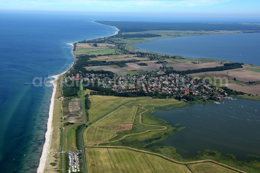 Aerial photograph Wustrow - Village on marine coastal area of Baltic Sea in Wustrow in the state Mecklenburg - Western Pomerania