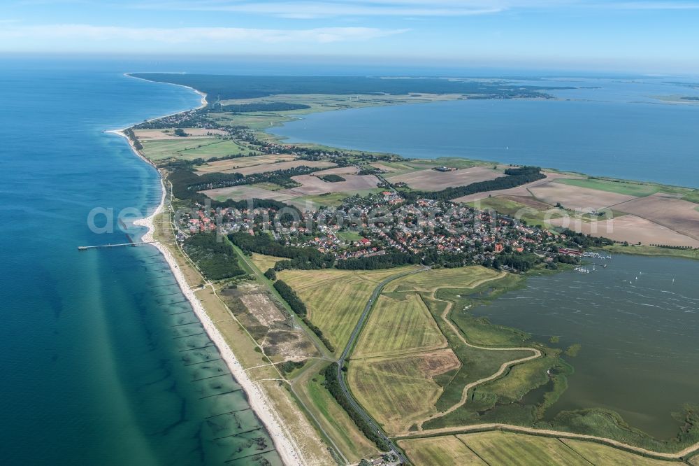 Wustrow from above - Village on marine coastal area of Baltic Sea in Wustrow in the state Mecklenburg - Western Pomerania