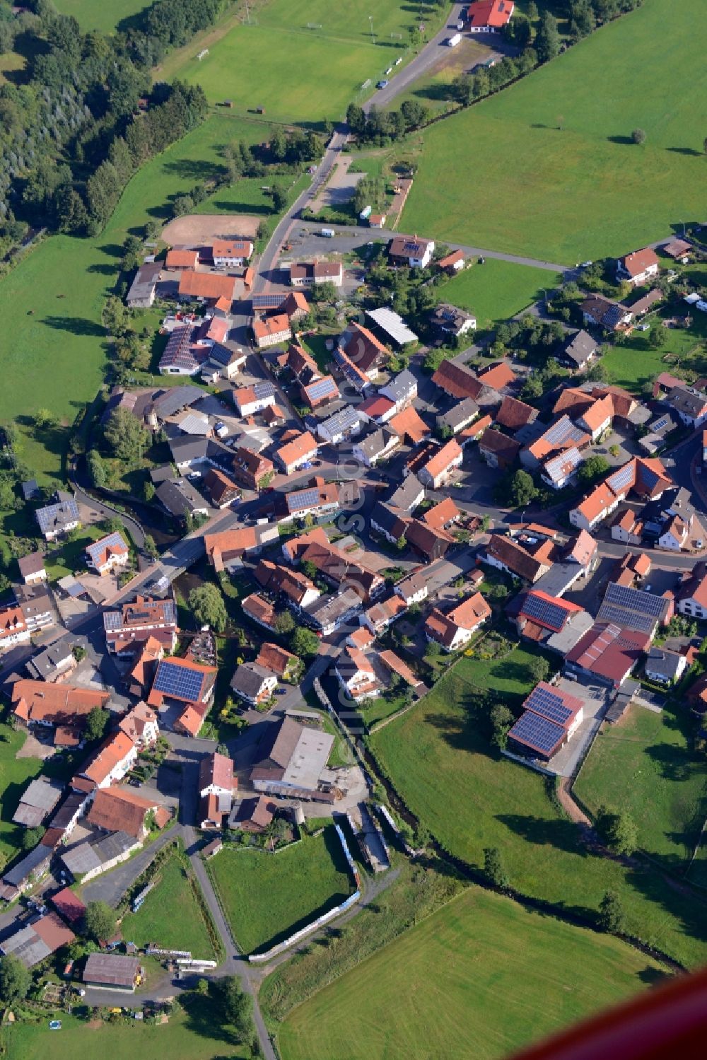 Mernes from above - Village core in Mernes in the state Hesse